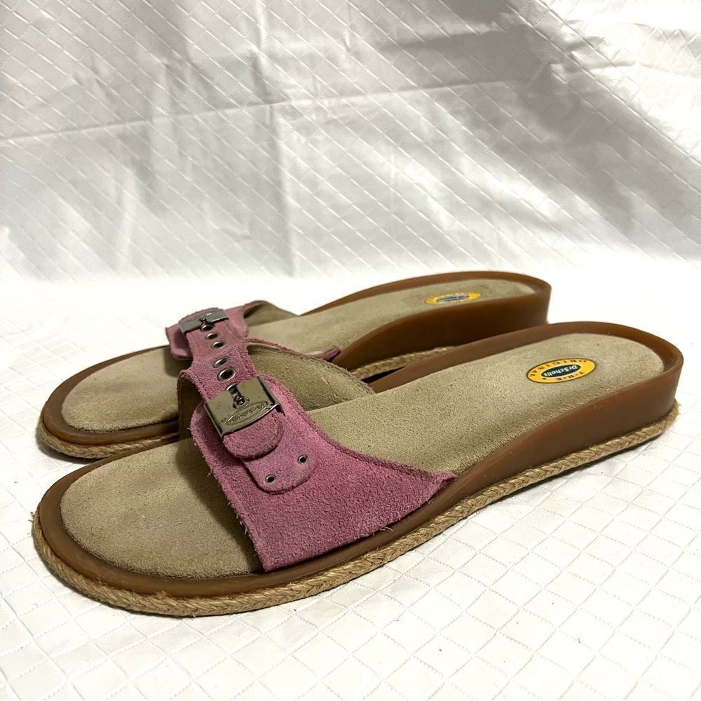 Dr. Scholl’s Heaven Slide Sandals Pink Suede Leather Size 9